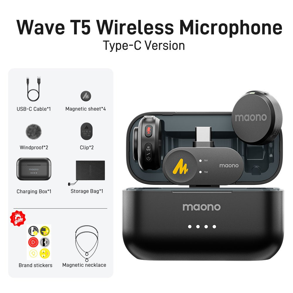 Maono Wave T5 Wireless Lavalier Microphone