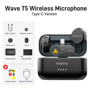 Maono Wave T5 Wireless Lavalier Microphone