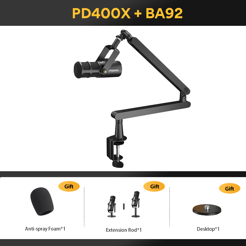 PD400X USB PODCASTING MICROPHONE with BA92 boom arm